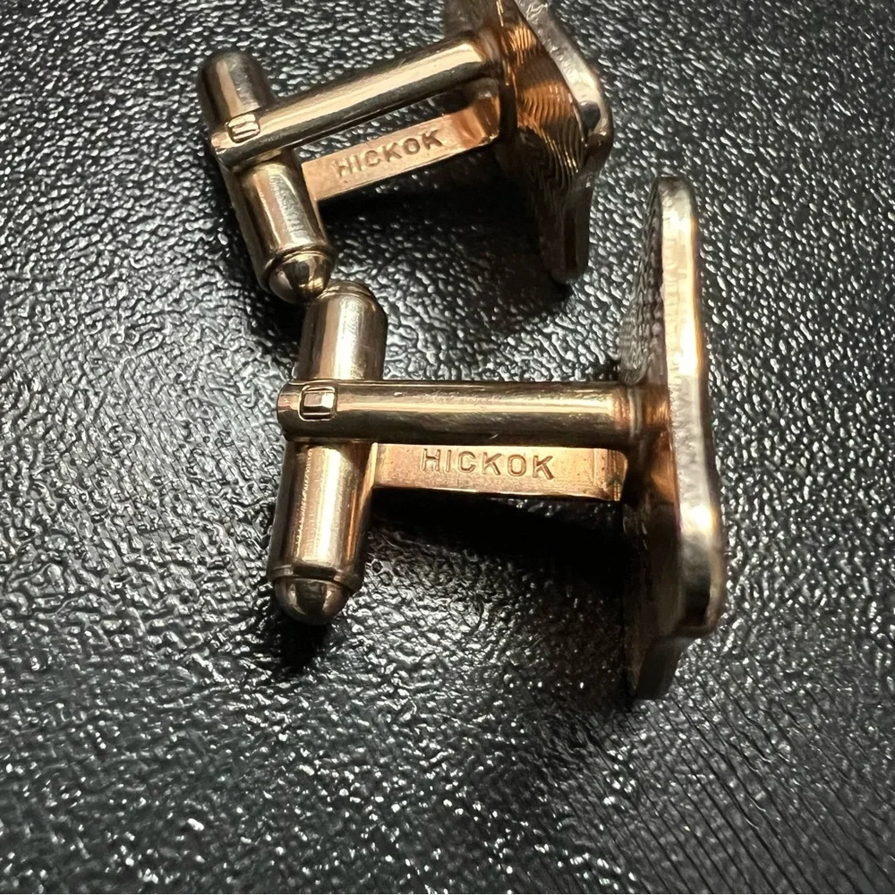 Vtg Hickok Gold Tone Black Enamel Initial “D” Cufflinks